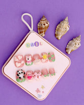 Heart and Panda-Themed Press-On Nails for Kids – 3D Bear, Bow, and Floral Accents (Ages 4-16)