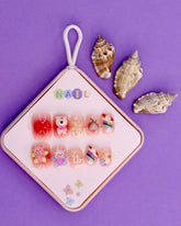 Rainbow and Teddy-Themed Press-On Nails for Kids – Starfish, Hearts, and Flower Accents (Ages 4-16)