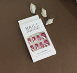 Crimson Elegance Geometric Press-On Nails - 24pcs Vibrant Red and White Angular Designs for a Bold Statement Look