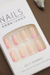 Floral Frenzy Press-On Nails - 24pcs DIY Set with Pink and Yellow Flower Accents for a Playful Look