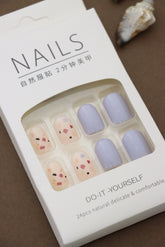 Pastel Confetti Press-On Nails - 24pcs Playful Lavender & Nude with Speckled Accents