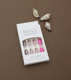 Pink Blossom Glitter Press-On Nails - 24pcs Floral Design with Glitter Accents