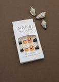 Halloween-Themed Orange and Black Press-On Nails with Pumpkin and Haunted House Design - 24pcs Set