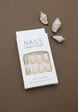 Elegant Beige Glitter Accent Press-On Nails - 24pcs Natural Short Design