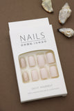 Elegant Beige Glitter Accent Press-On Nails - 24pcs Natural Short Design