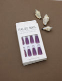 Matte Purple Press-On Nails with Glitter Edge - 24pcs Glamorous and Professional Set