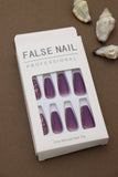 Matte Purple Press-On Nails with Glitter Edge - 24pcs Glamorous and Professional Set