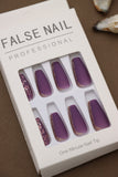 Matte Purple Press-On Nails with Glitter Edge - 24pcs Glamorous and Professional Set