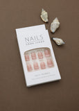 Blush Pink Glitter Accent French Tip Press-On Nails - 24pcs Elegant DIY Nail Kit