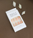 Peach and White Swirl Press-On Nails - Elegant Abstract Design DIY Nail Kit (24pcs)