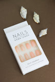 Peach and White Swirl Press-On Nails - Elegant Abstract Design DIY Nail Kit (24pcs)