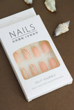 Peach and White Swirl Press-On Nails - Elegant Abstract Design DIY Nail Kit (24pcs)