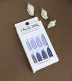 Lavender and Navy Glitter Press-On Nails - 24pcs Elegant Ombre DIY Nail Set