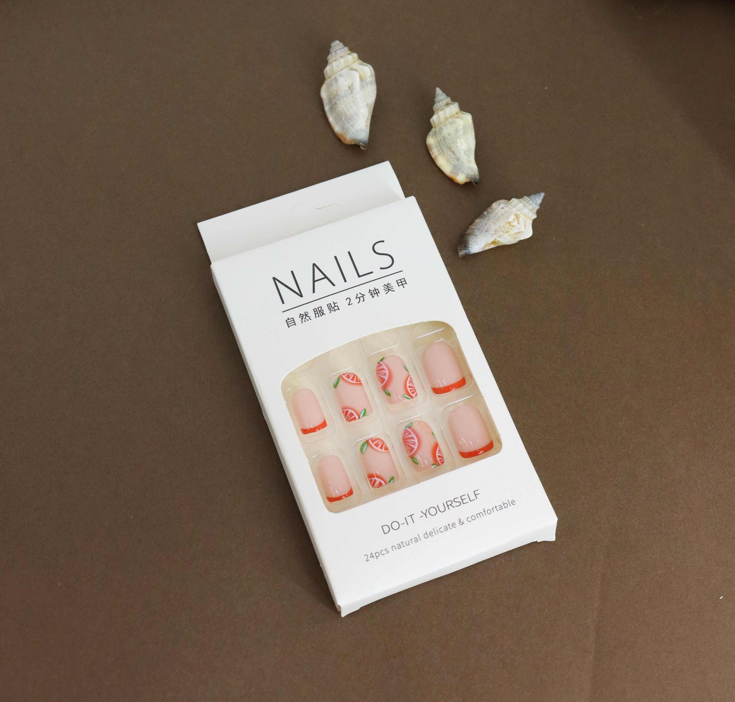 Refreshing Citrus Slice Press-On Nails – 24pcs Natural Delicate & Comfortable Nail Set