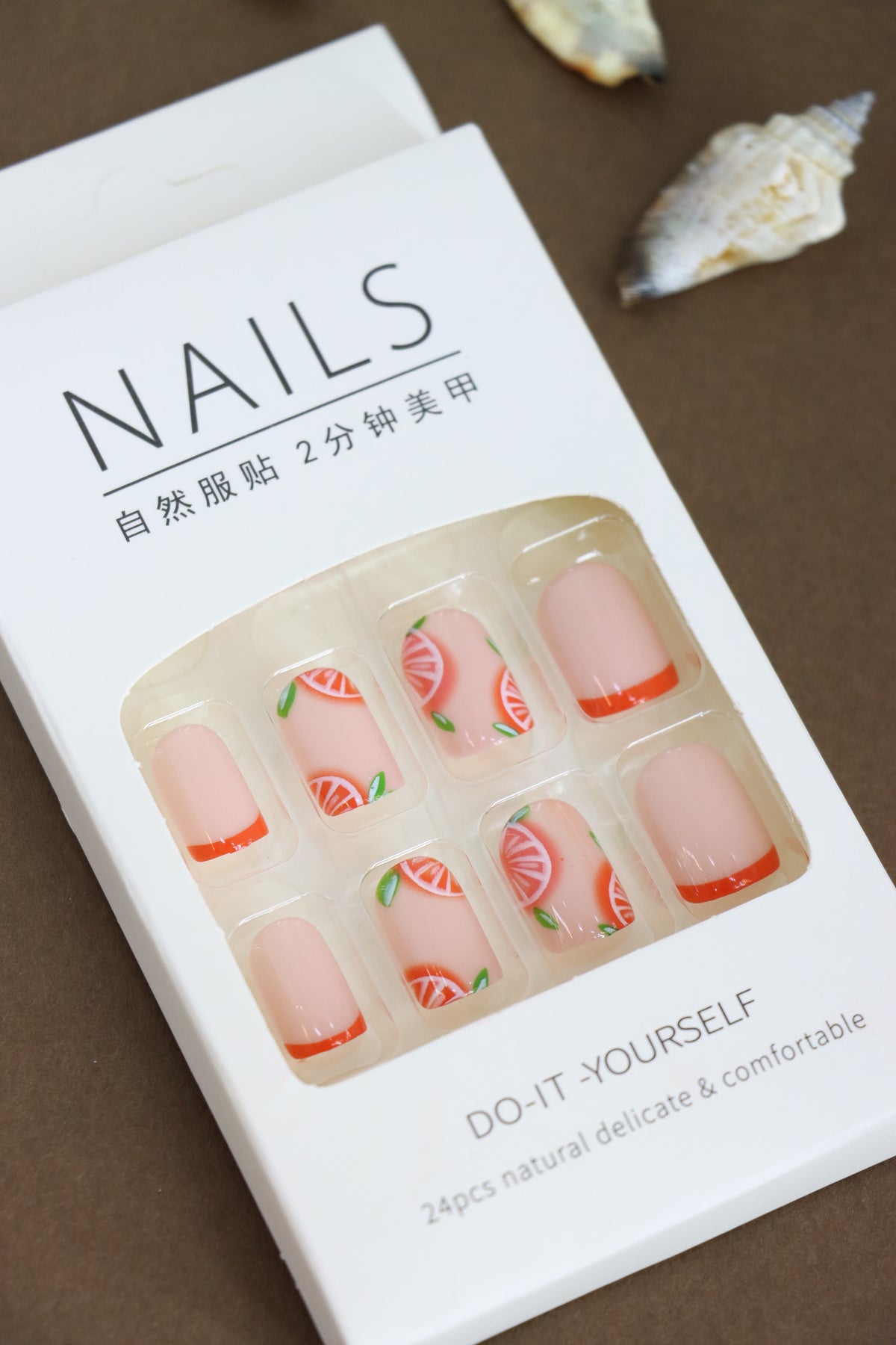 Refreshing Citrus Slice Press-On Nails – 24pcs Natural Delicate & Comfortable Nail Set
