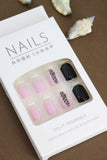 Pink and Black Leopard Print Press-On Nails with Glitter Highlights - Bold and Stylish Design