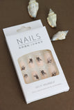 Elegant Botanical Black Line Art Nail Set – Minimalist Nude Design for a Sophisticated Look, 24pcs for Natural Delicate Comfort