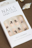 Elegant Botanical Black Line Art Nail Set – Minimalist Nude Design for a Sophisticated Look, 24pcs for Natural Delicate Comfort