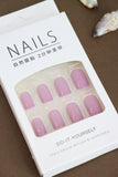 Shimmery Lilac Glitter Press-On Nails - 24pcs Glossy Oval Design