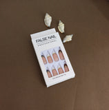 Neutral Toned French Tip Press-On Nails with Gold Accents - 24pcs Professional Set