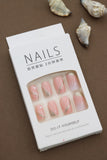Blush Pink with Gold Glitter Accents Press-On Nails - Elegant DIY Nail Kit (24pcs)