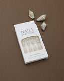 Ivory Minimalist Press-On Nails with Gold Line Accents – Elegant Simplicity