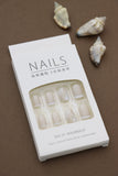 Ivory Minimalist Press-On Nails with Gold Line Accents – Elegant Simplicity
