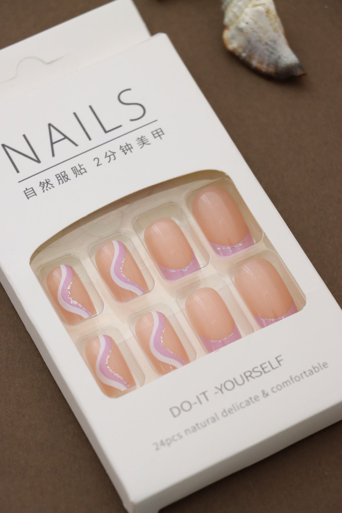 Pink Waves Press-On Nails – Soft and Elegant Minimalistic Design for Everyday Glam