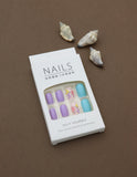 Playful Multicolor Press-On Nails in Lavender, Teal, and Floral Pink Design - 24pcs Set