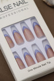 Lavender French Tip Press-On Nails with Golden Star Accents – Celestial Elegance