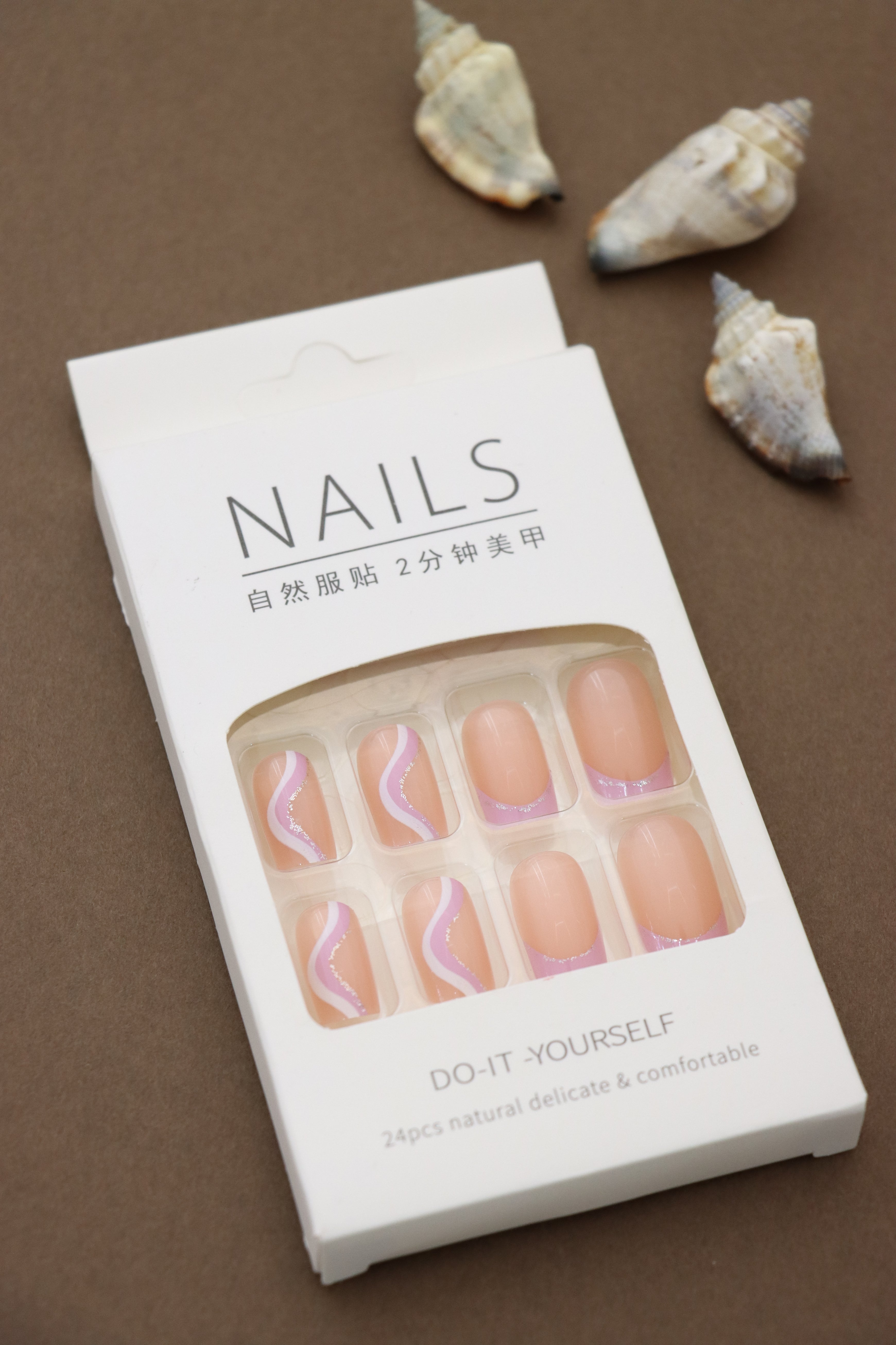 Pink Waves Press-On Nails – Soft and Elegant Minimalistic Design for Everyday Glam
