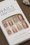 Rose Gold Glitter and Butterfly Design – 24pcs Press-On Nail Set for an Elegant Touch
