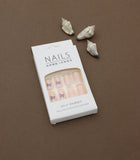 Soft Pink Press-On Nails with Purple Butterfly Accents – Whimsical Elegance