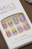Colorful Wave Pattern Press-On Nails - 24pcs Vibrant DIY Nail Art Set