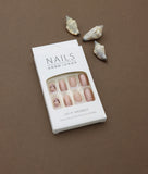 Rose Gold Glitter and Butterfly Design – 24pcs Press-On Nail Set for an Elegant Touch