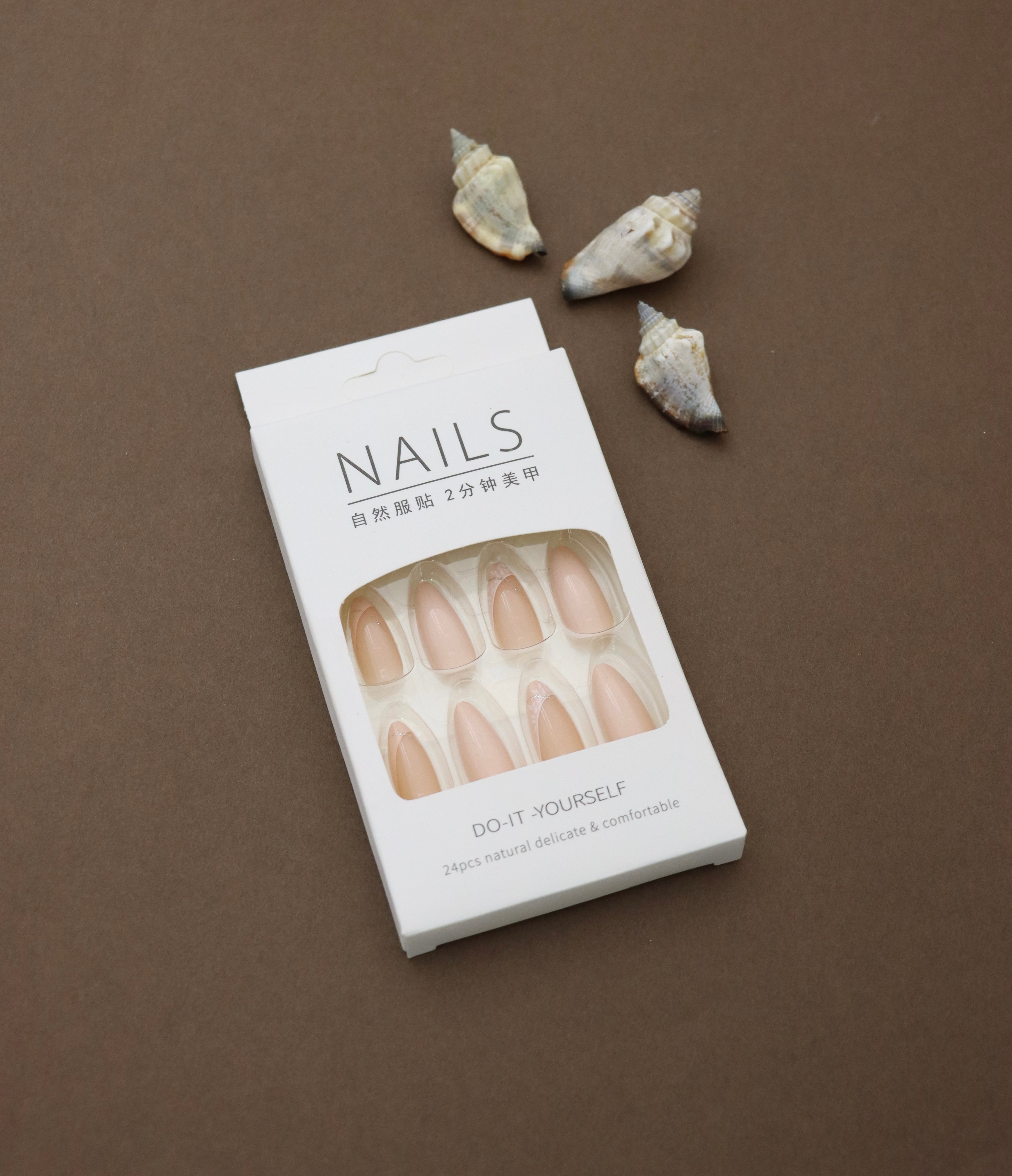 Neutral Nude Almond Press-On Nails – Sleek Minimalist Design, 24pcs DIY Set