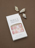 Delicate Pink Floral Press-On Nails - 24pcs Set with Soft Pastel Tones and Charming Floral Accents for a Feminine and Elegant Look.