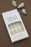 Pastel Green and Blue Gradient Almond Press-On Nails - 24pcs Chic and Comfortable DIY Nail Kit