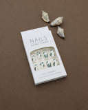 Green Leaf Press-On Nails – Nature-Inspired Design on White Base, 24pcs DIY Set