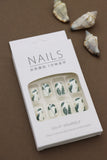 Green Leaf Press-On Nails – Nature-Inspired Design on White Base, 24pcs DIY Set