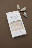 Neutral Marble and White Press-On Nails - Chic Minimalist DIY Nail Kit (24pcs)