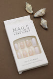 Neutral Marble and White Press-On Nails - Chic Minimalist DIY Nail Kit (24pcs)