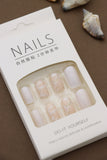 Neutral Marble and White Press-On Nails - Chic Minimalist DIY Nail Kit (24pcs)