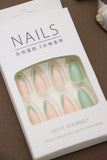 Mint Green and Peach Press-On Nails – Elegant Dual-Tone Almond Design