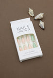 Mint Green and Peach Press-On Nails – Elegant Dual-Tone Almond Design