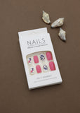 Pink and White Floral Print Press-On Nails – Elegant and Playful Design, 24pcs DIY Set