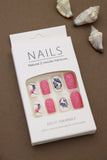 Pink and White Floral Print Press-On Nails – Elegant and Playful Design, 24pcs DIY Set