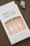 Peach Daisy Blossom Press-On Nails – 24pcs Natural Delicate & Comfortable Elegant Nail Art Set