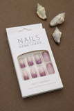 Purple Gradient Sparkle with Gold Swirls – 24pcs Press-On Nail Set for a Glamorous Look