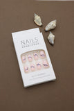 Pastel Pink with Blue Floral Vine Design Press-On Nails - Elegant DIY Nail Kit (24pcs)